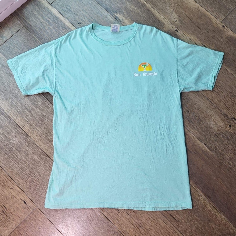Comfort Wash San Antonio Sunny with a Chance of Margaritas T-Shirt Mint Green L
